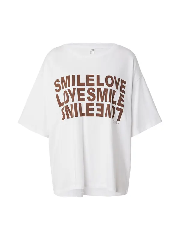 10Days 10Days Majica 'Smile Love Tee'  tamno smeđa / bijela