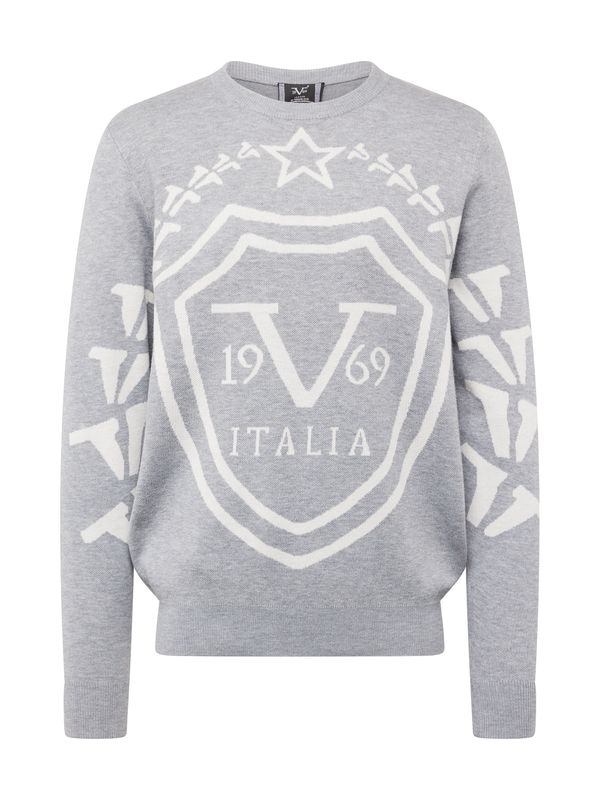 19V69 ITALIA 19V69 ITALIA Pulover 'ENZO'  siva / bijela