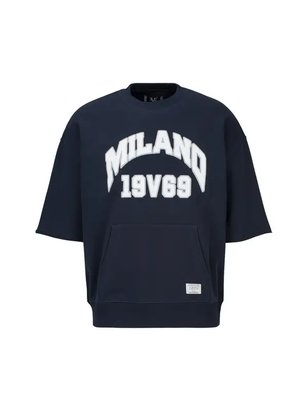 19V69 ITALIA 19V69 ITALIA Sweater majica 'Verdi College'  mornarsko plava / bijela