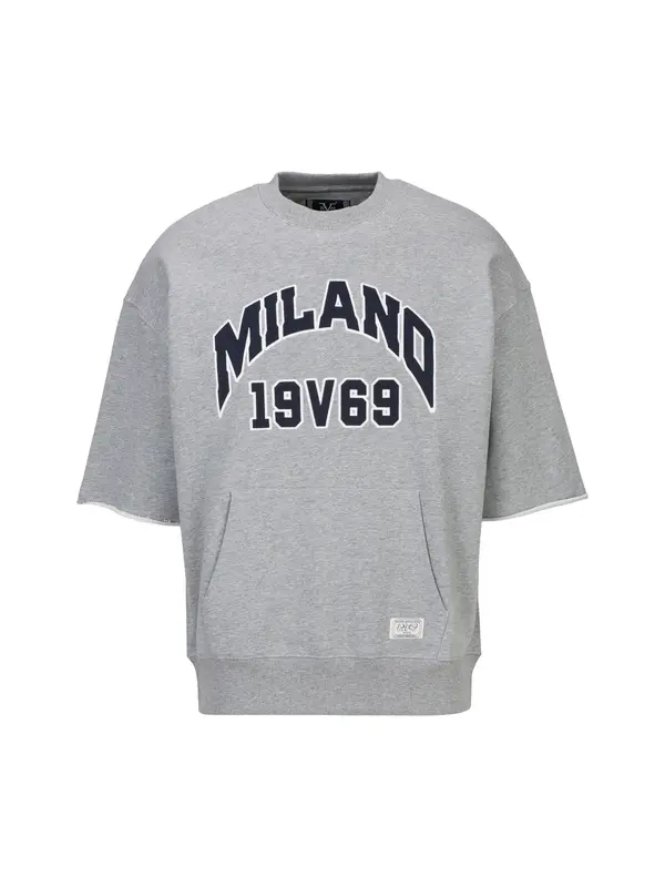 19V69 ITALIA 19V69 ITALIA Sweater majica 'Verdi College'  siva melange / crna / bijela