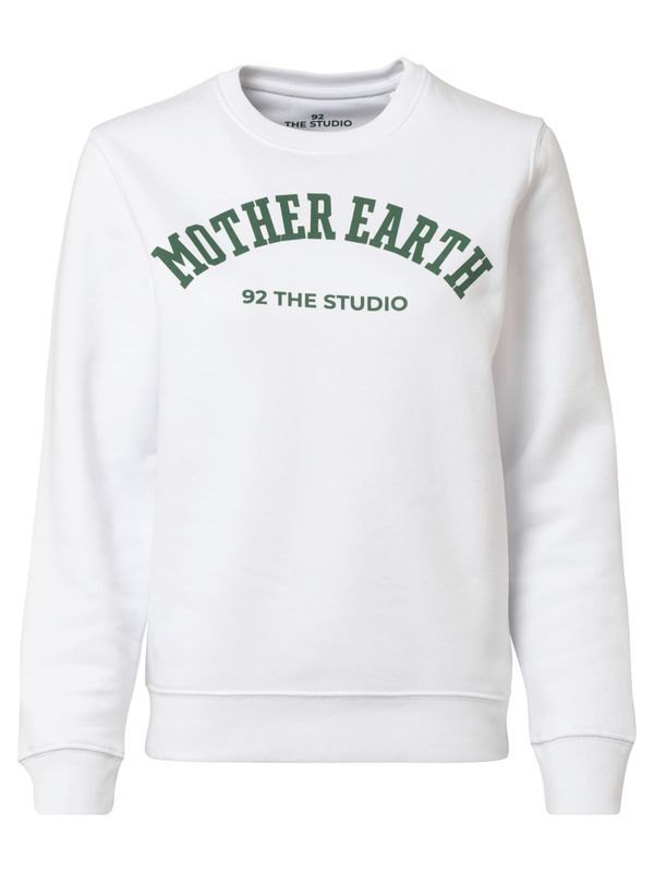 92 The Studio 92 The Studio Sweater majica 'Mother Earth'  tamno zelena / bijela