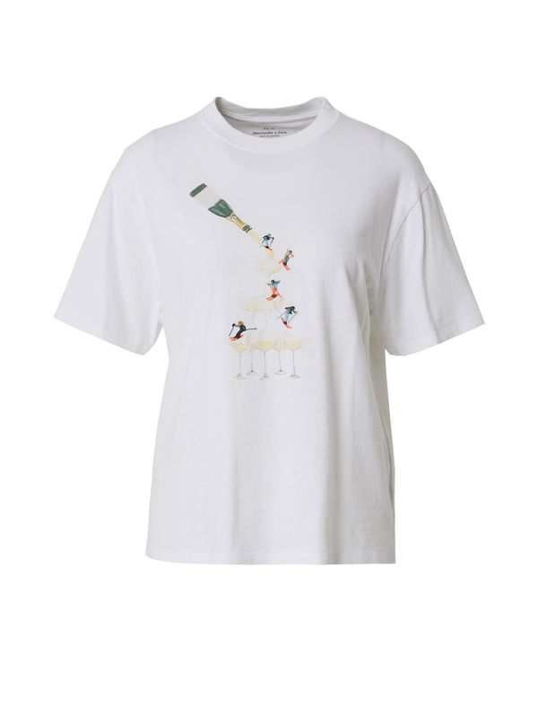 Abercrombie & Fitch Abercrombie & Fitch Majica 'CHAMPAGNE SKIIERS'  bež / zelena / narančasta / bijela