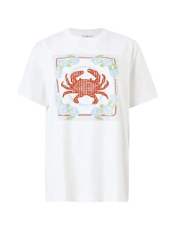 Abercrombie & Fitch Abercrombie & Fitch Majica 'CRAB'  pastelno plava / menta / crvena / bijela