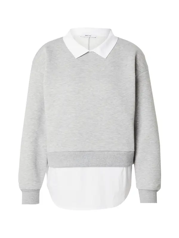 ABOUT YOU ABOUT YOU Sweater majica 'Victoria'  siva melange / bijela