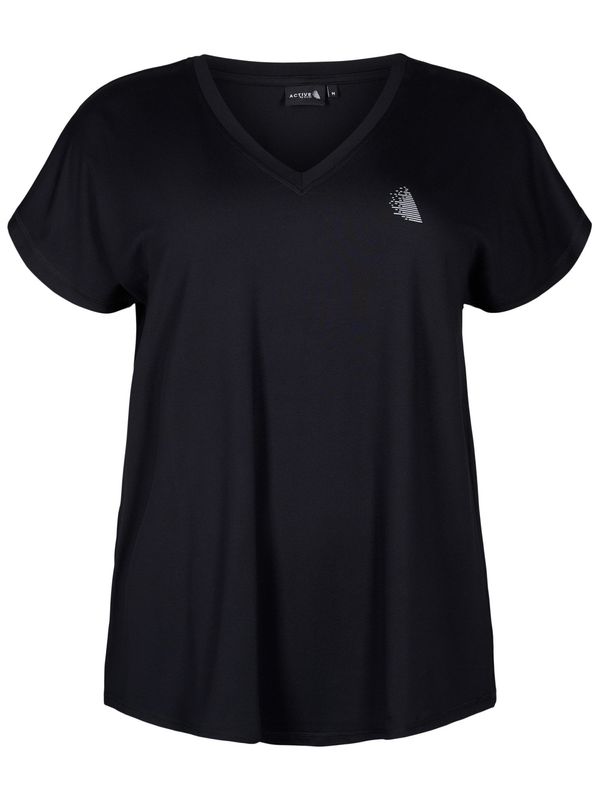 Active by Zizzi Active by Zizzi Tehnička sportska majica 'ABASIC'  crna / prljavo bijela