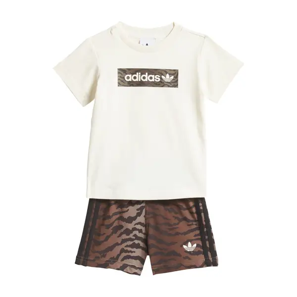 ADIDAS ORIGINALS ADIDAS ORIGINALS Komplet 'AOP SHORT TEE'  smeđa / čokolada / bijela