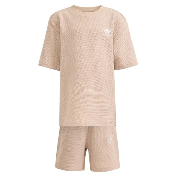 ADIDAS ORIGINALS ADIDAS ORIGINALS Komplet 'Loose Waffle Short T-Shirt'  svijetlobež