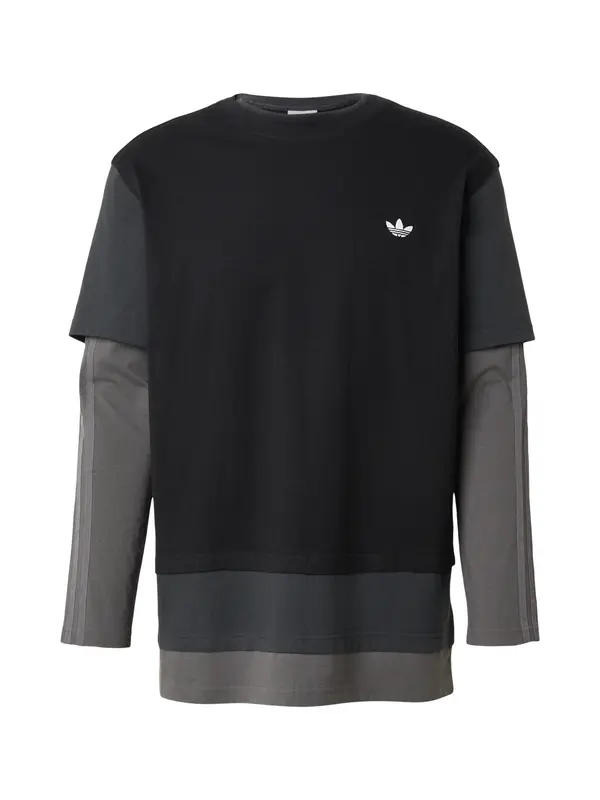 ADIDAS ORIGINALS ADIDAS ORIGINALS Majica 'LAYERED'  siva / tamo siva / crna / bijela