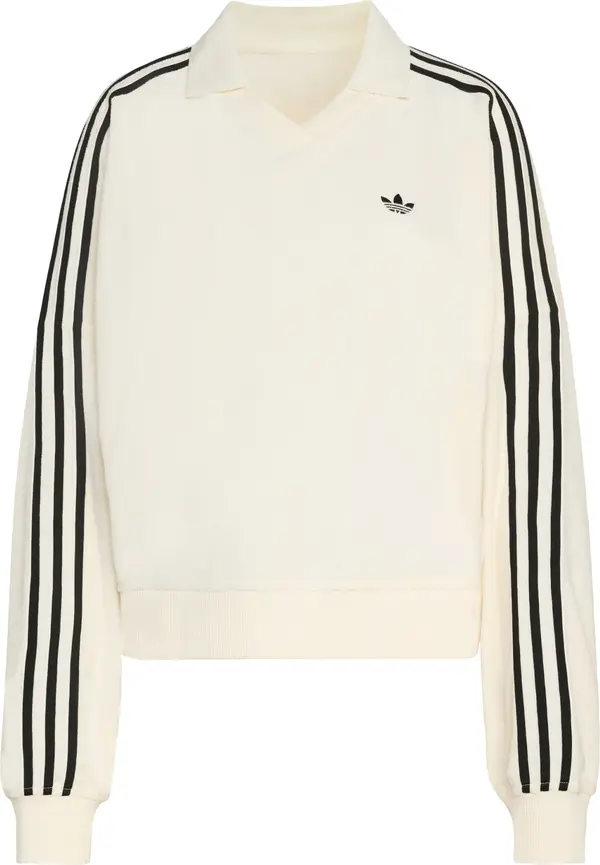 ADIDAS ORIGINALS ADIDAS ORIGINALS Sweater majica 'TERRY TOWEL V NECK LONG SLEEVES Polo'  crna / prljavo bijela