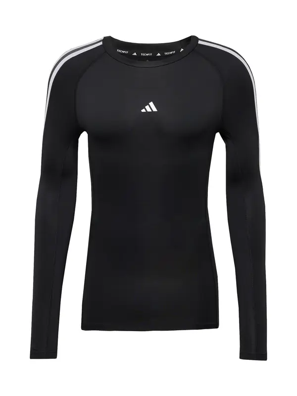 ADIDAS PERFORMANCE ADIDAS PERFORMANCE Tehnička sportska majica 'TECHFIT Compression Training 3-Stripes Long Sleeve'  crna / bijela