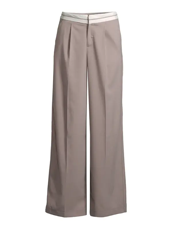 AÉROPOSTALE AÉROPOSTALE Hlače na crtu 'PREPPY'  taupe siva / bijela