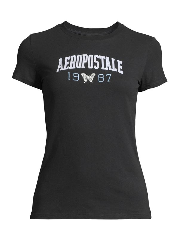 AÉROPOSTALE AÉROPOSTALE Majica 'JKI ARCH 1987 BTTRFLY'  nebesko plava / svijetloplava / crna / bijela