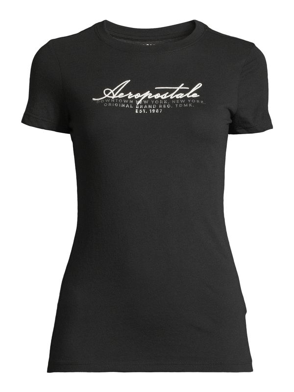 AÉROPOSTALE AÉROPOSTALE Majica 'JULY'  crna / srebro / bijela