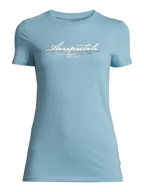 AÉROPOSTALE AÉROPOSTALE Majica 'JULY'  svijetloplava / srebro / bijela