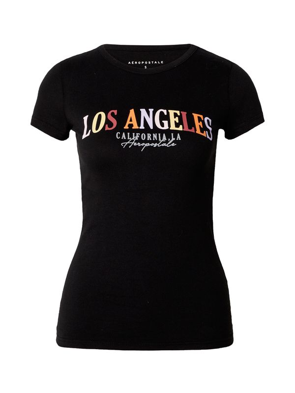 AÉROPOSTALE AÉROPOSTALE Majica 'LOS ANGELES CALIFORNIA'  svijetložuta / lila / narančasta / crna