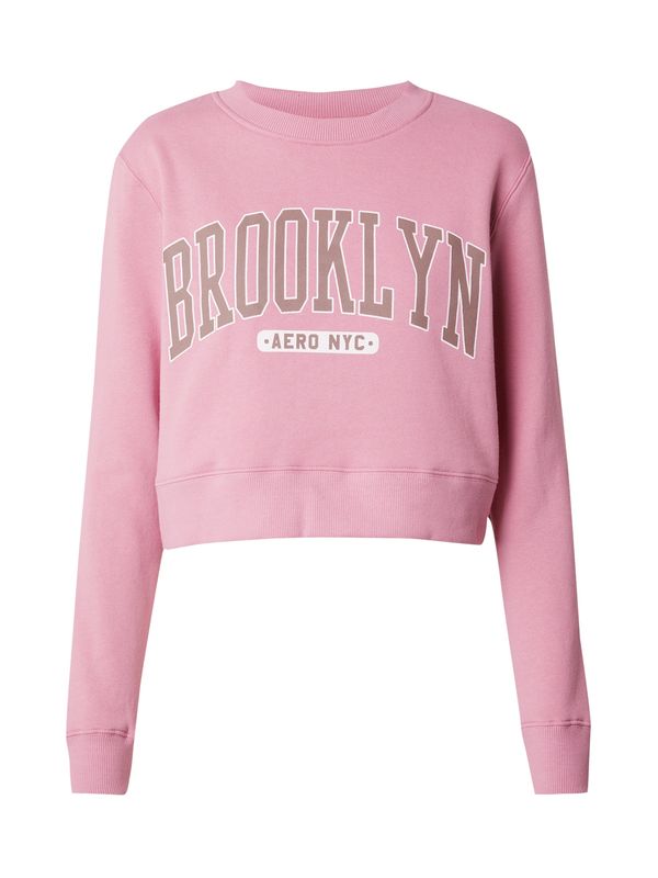 AÉROPOSTALE AÉROPOSTALE Sweater majica 'BROOKLYN'  maslinasta / sivkasto ljubičasta (mauve) / bijela