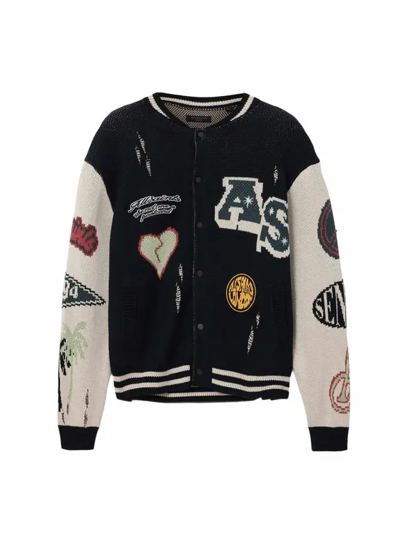 AllSaints AllSaints Kardigan 'CHASE'  boja pijeska / golublje plava / tamno crvena / crna