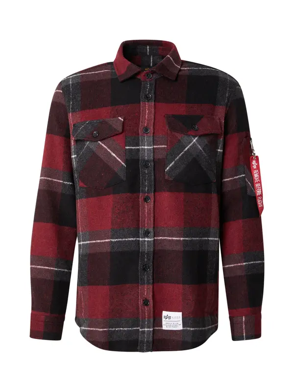 Alpha Industries ALPHA INDUSTRIES Košulja  siva / krvavo crvena / crna / bijela