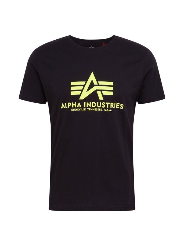 ALPHA INDUSTRIES ALPHA INDUSTRIES Majica 'Basic T Neon Print'  neonsko žuta / crna