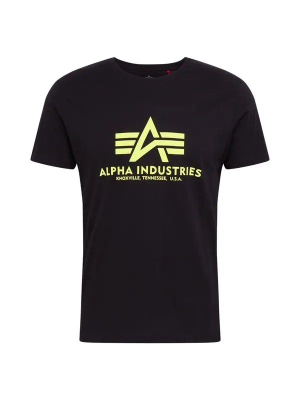 ALPHA INDUSTRIES ALPHA INDUSTRIES Majica 'Basic T Neon Print'  neonsko žuta / crna
