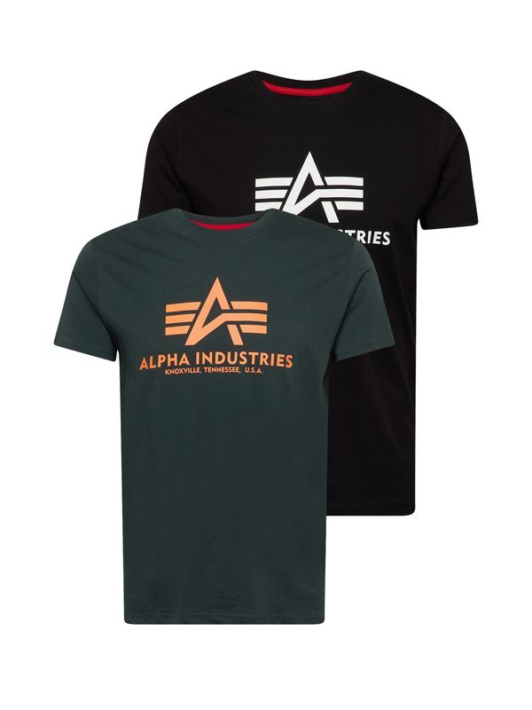Alpha Industries ALPHA INDUSTRIES Majica  kraljevski zelena / svijetlonarančasta / crna / bijela