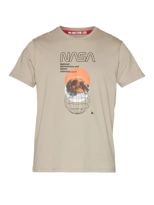 ALPHA INDUSTRIES ALPHA INDUSTRIES Majica 'NASA Orbit'  pijesak / svijetlosiva / narančasta / crna