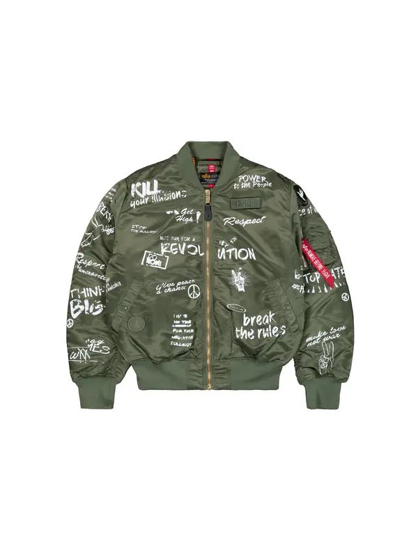Alpha Industries ALPHA INDUSTRIES Prijelazna jakna 'MA-1 Peace'  maslinasta / bijela
