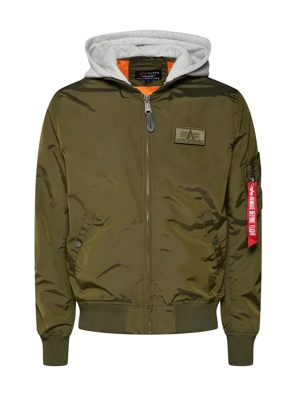 ALPHA INDUSTRIES ALPHA INDUSTRIES Prijelazna jakna 'MA-1 TT'  siva melange / maslinasta / crvena / bijela