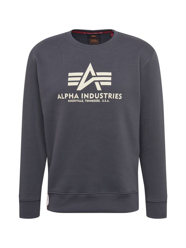 ALPHA INDUSTRIES ALPHA INDUSTRIES Sweater majica 'Basic'  tamo siva / bijela
