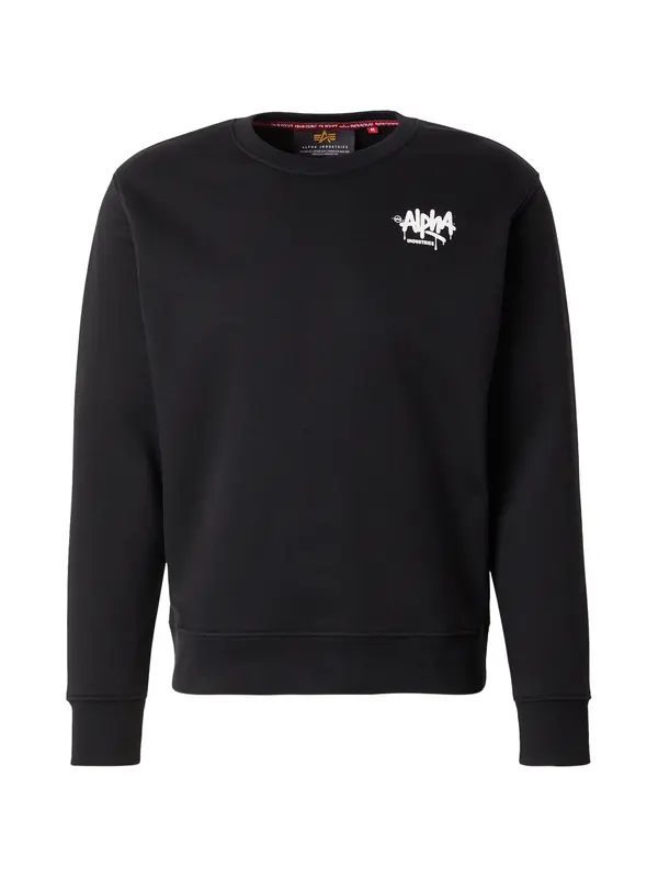 ALPHA INDUSTRIES ALPHA INDUSTRIES Sweater majica  crna / bijela