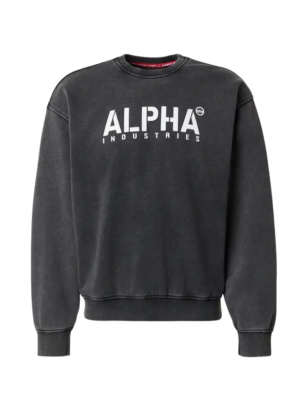 ALPHA INDUSTRIES ALPHA INDUSTRIES Sweater majica  crna / bijela