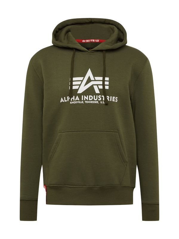 ALPHA INDUSTRIES ALPHA INDUSTRIES Sweater majica  maslinasta / bijela