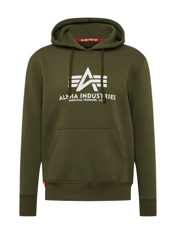 Alpha Industries ALPHA INDUSTRIES Sweater majica  maslinasta / bijela