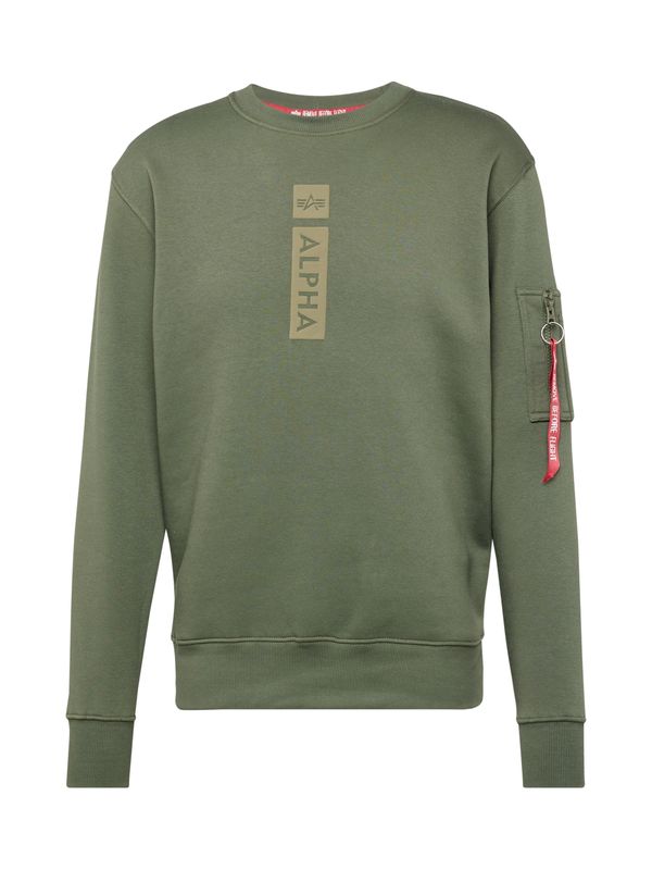 ALPHA INDUSTRIES ALPHA INDUSTRIES Sweater majica  maslinasta / svijetlozelena / crvena / bijela