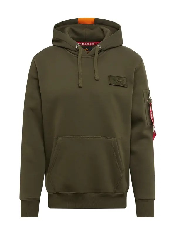 ALPHA INDUSTRIES ALPHA INDUSTRIES Sweater majica 'Red Stripe'  kaki / narančasta / crvena / bijela