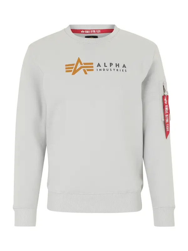 ALPHA INDUSTRIES ALPHA INDUSTRIES Sweater majica  šafran / svijetlosiva / tamo siva
