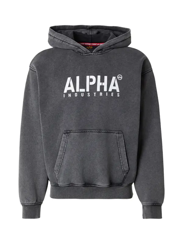 ALPHA INDUSTRIES ALPHA INDUSTRIES Sweater majica 'Stencil'  crna / bijela