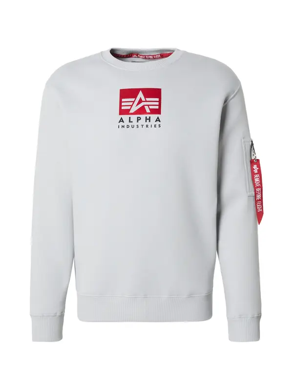 ALPHA INDUSTRIES ALPHA INDUSTRIES Sweater majica  svijetlosiva / crvena / crna