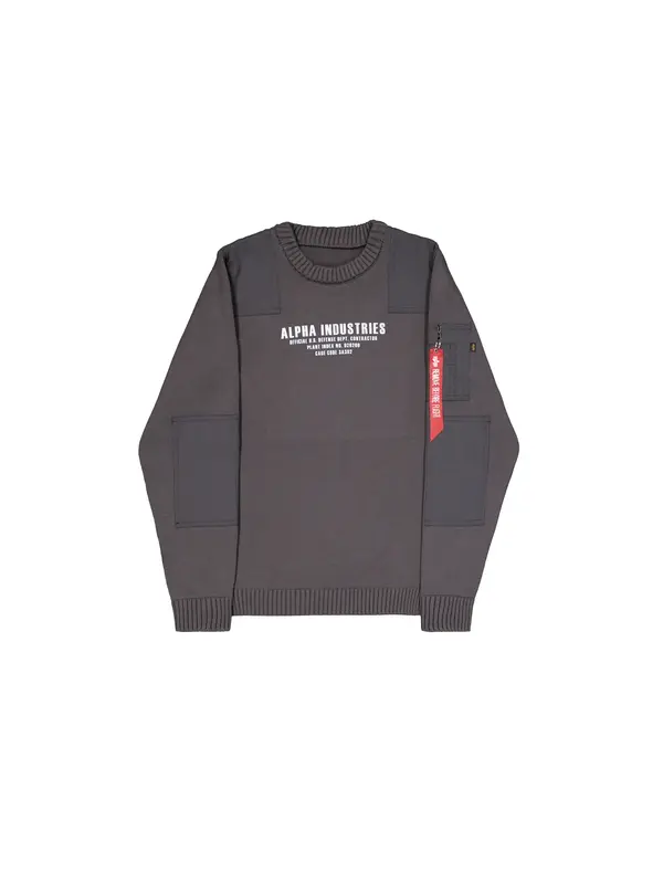 Alpha Industries ALPHA INDUSTRIES Sweater majica  tamo siva / crvena / bijela