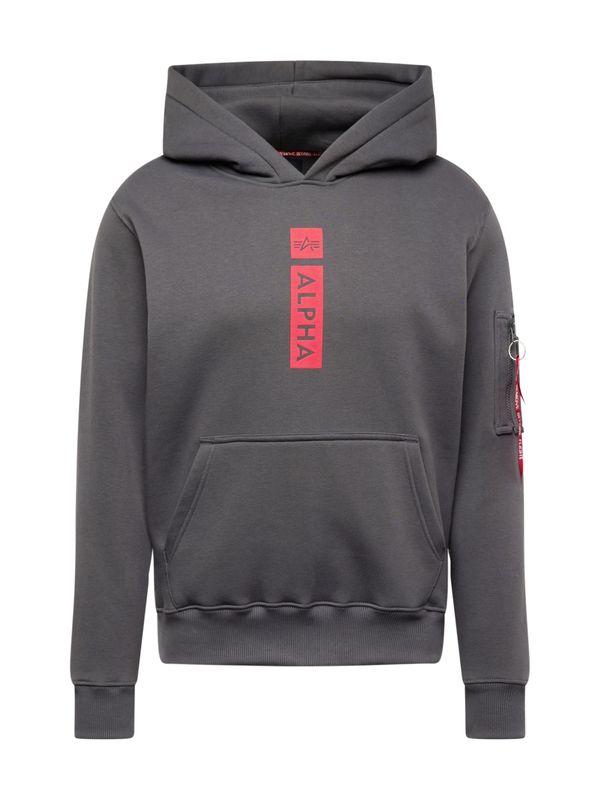 ALPHA INDUSTRIES ALPHA INDUSTRIES Sweater majica  tamo siva / jarko crvena