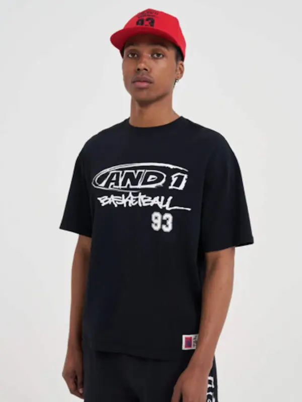 AND1 AND1 Majica  crna / bijela