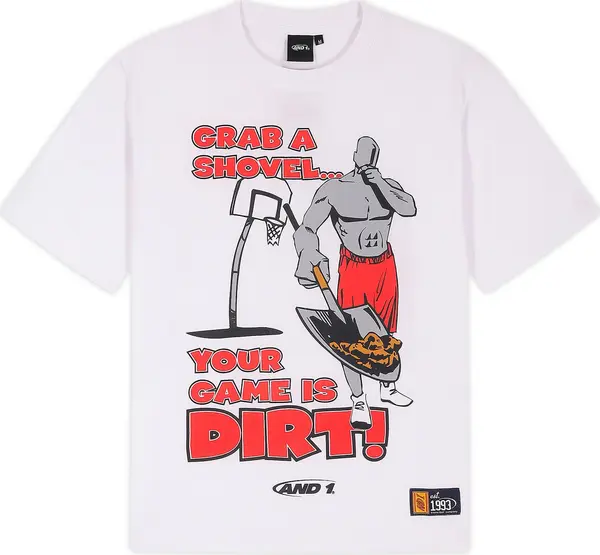 AND1 AND1 Majica 'Grab a Shovel'  siva / crvena / bijela