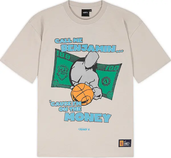 AND1 AND1 Široka majica 'Auf Dem Geld'  azur / bež siva / sivkasto zelena / crna