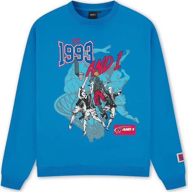 AND1 AND1 Sweater majica '1993 Dunk'  azur / tamo siva / crvena / crna