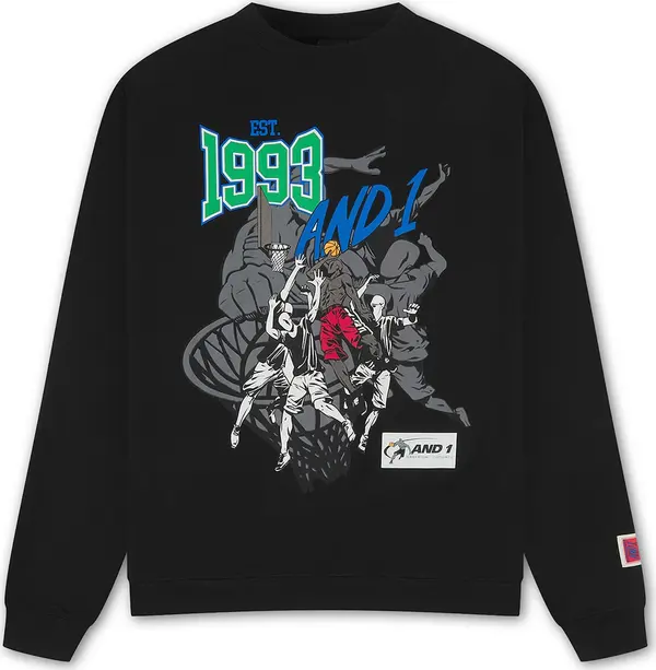 AND1 AND1 Sweater majica '1993 Dunk'  plava / grafit siva / zelena / crna