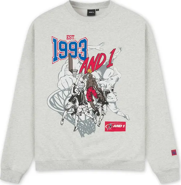 AND1 AND1 Sweater majica '1993 Dunk'  plava / svijetlosiva / crvena / bijela