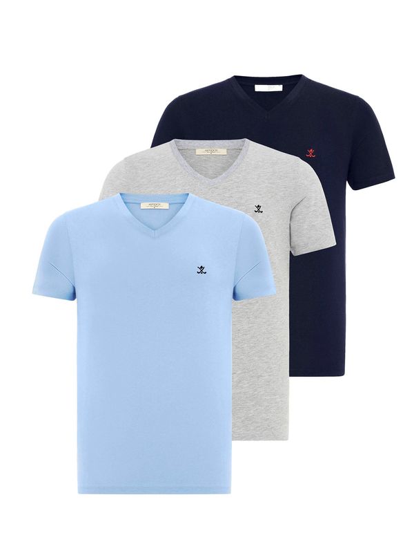 Antioch Antioch Majica  morsko plava / svijetloplava / siva