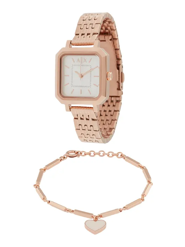 ARMANI EXCHANGE ARMANI EXCHANGE Analogni sat 'LEILA'  rozo zlatna / bijela