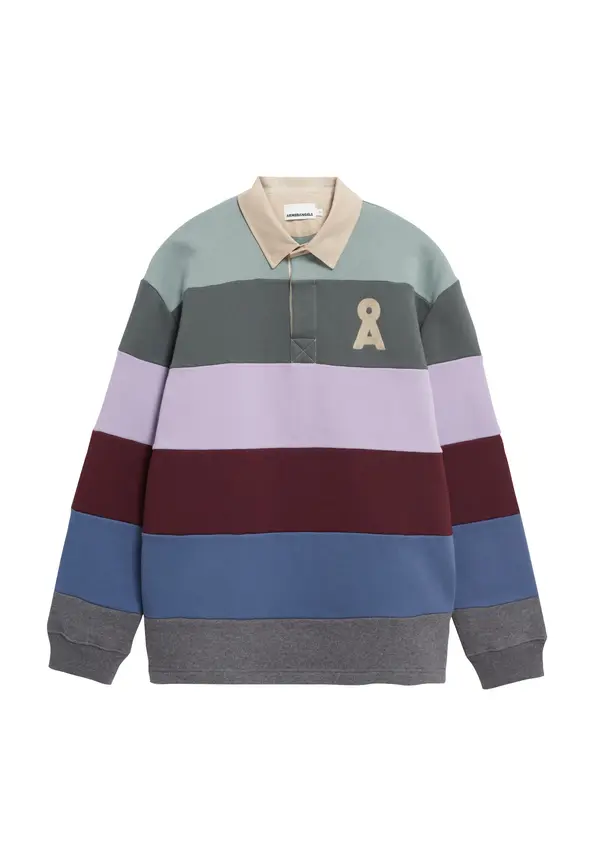 ARMEDANGELS ARMEDANGELS Sweater majica 'AADRU LS RUGBY'  plava / siva / pastelno zelena / tamno zelena / pastelno ljubičasta / tamno ljubičasta