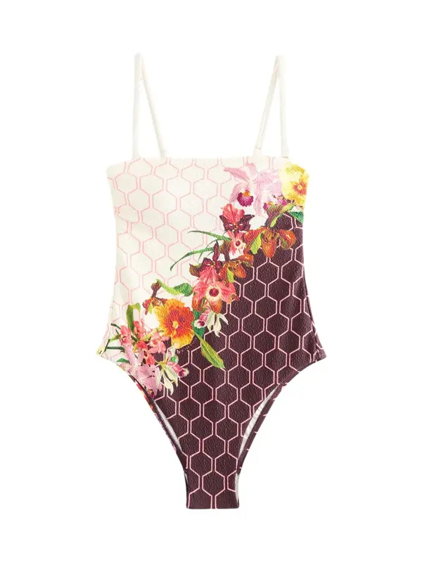 B by Ted Baker B by Ted Baker Jednodijelni kupaći kostim  ecru/prljavo bijela / tamno ljubičasta / narančasta